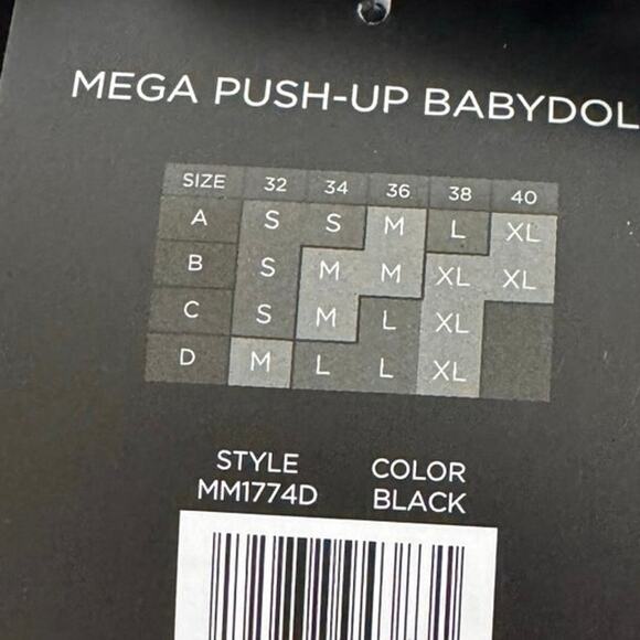 Marilyn Monroe Black Lace Mega Push-Up Sheer Babydoll Lingerie Size M - Picture 12 of 12